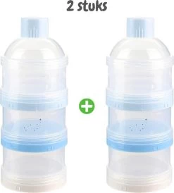 2x Poedertoren - Blauw - Toren Melkpoeder Doseerdoosjes - Bewaarbakjes – Voedingstoren - Baby - Melktoren Reisbox - Babyvoeding