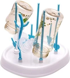 Merkloos Babyfles Droogrek - Flessen Droogrek - Afdruiprek Met Lekbak - Afwasrek - Baby Flesjes Droogrek - Flessenrek - Kraamcadeau - Baby Cadeau - Blauw