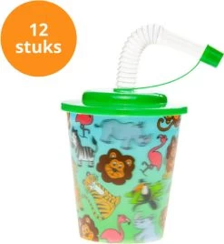 Uitdeelbekers - Uitdeelcadeau - 12 Stuks - Wilde Dieren - Drinkbeker - 3D Effect
