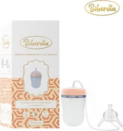 Biberoia® Handsfree – Babyfles – Switch De Fles – Anti Colic Baby Fles – Anti Reflux – Speen – Baby – Fles – Babyshower - Kraamcadeau – 250ML - Peach
