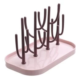 Merkloos Baby Flessen Droogrek - Afdruiprek Met Lekbak - Afwasrek - Baby Flesjes Droogrek - Flessenrek - Kraamcadeau - Baby Cadeau - Roze