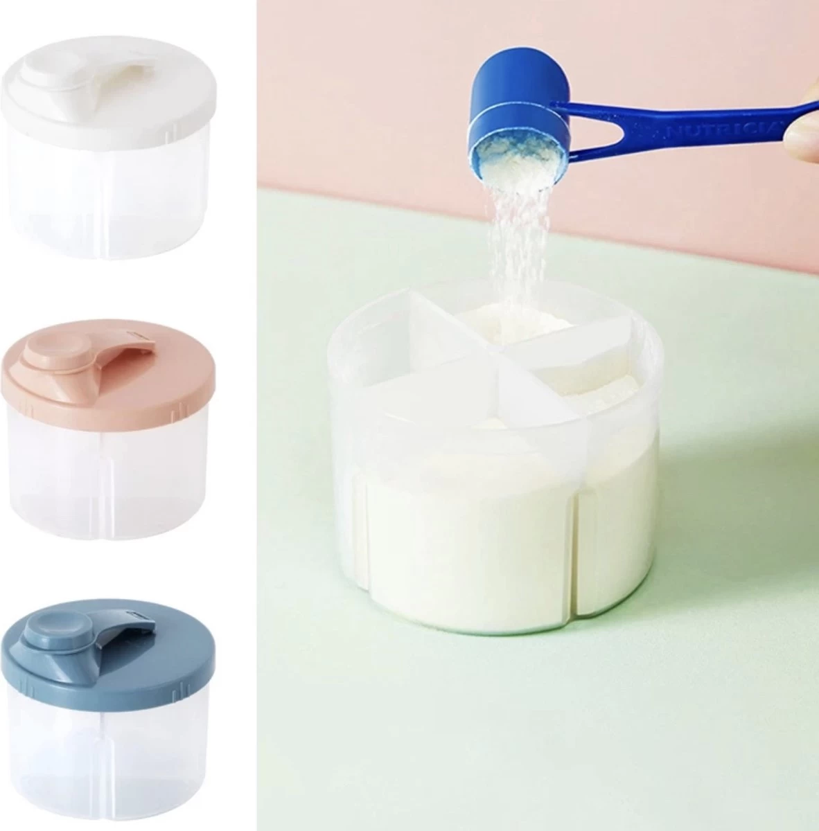 Without Lemon - Baby Melkpoeder Doseer Box - Voeding Bewaardoos - Schenkdop - 4 Compartimenten - Roze - Afbeelding 4