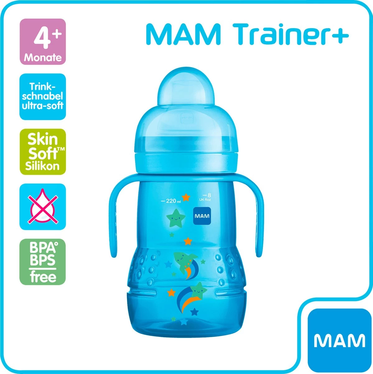 MAM Trainer+ | MAM Drinkbeker | MAM Drinkfles | Blauw | 220ML - Afbeelding 5