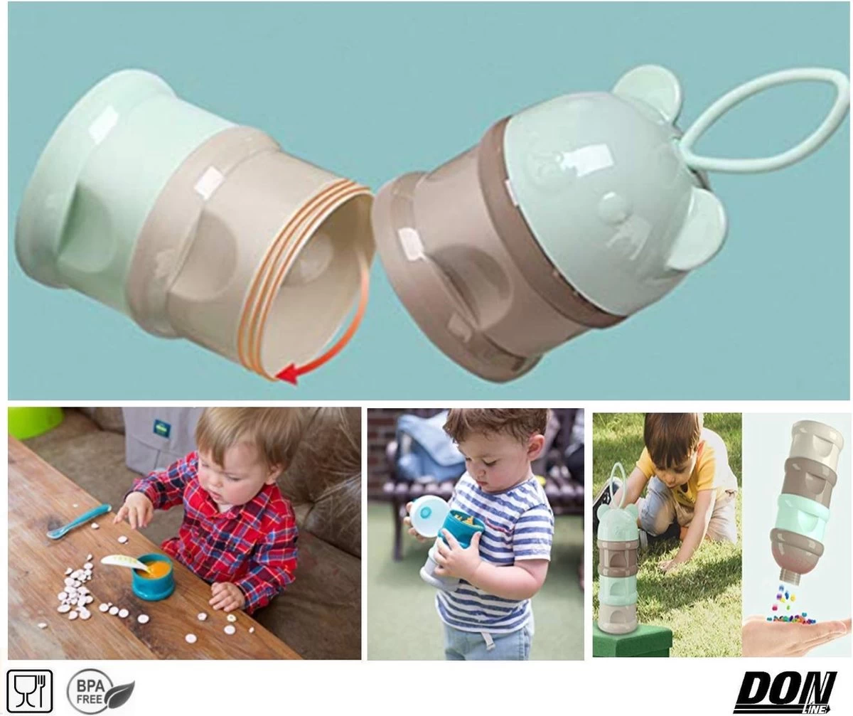 Merkloos Roze Beer - Melkpoeder Doseerdoosje - Baby Melkpoedertoren - Poedertoren - Melkpoeder Toren - Babypoeder Bewaarbakje - Reisbox - Melkpoeder Dispenser - Melkpoeder Toren Baby - Baby Milk Powder Tower - Milk Powder Dispenser – PBA Vrij - Afbeelding 4