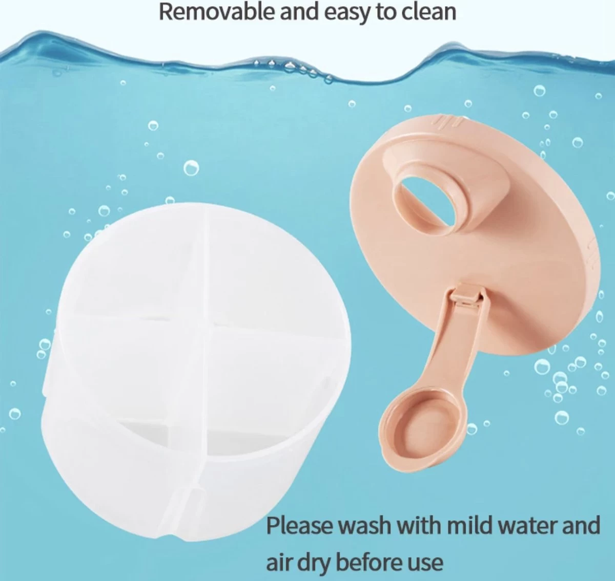 Without Lemon - Baby Melkpoeder Doseer Box - Voeding Bewaardoos - Schenkdop - 4 Compartimenten - Roze - Afbeelding 3