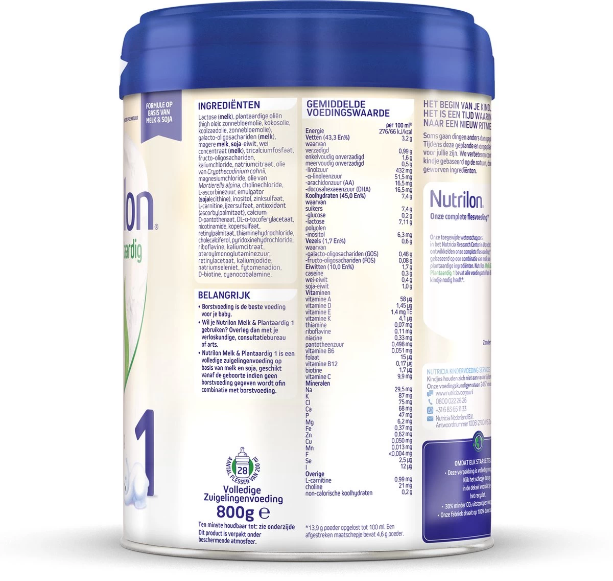 Nutrilon Melk & Plantaardig 1 - Volledige Zuigelingenvoeding 0-6 Maanden - 800g - Afbeelding 4