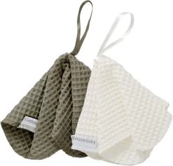 Cottonbaby - Speendoekje - Wafel - Mosgroen/roomwit - Per Set Van 2
