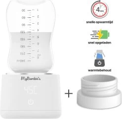 MyBambini's Bottle Warmer Pro™ - Draagbare Baby Flessenwarmer Voor Onderweg - Wit - Geschikt Voor Dr. Brown's (brede Hals), Suavinex & J Bimbi