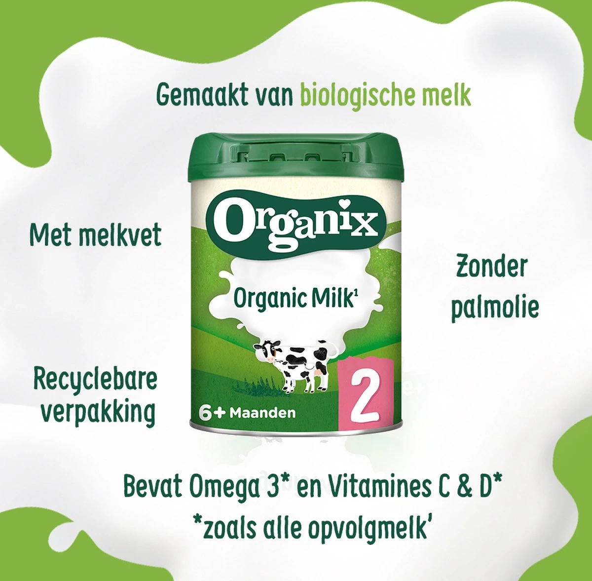 Organix 2 (6+ Maanden) Biologische Opvolgmelk - 3x 700g - Met Melkvet - Zonder Palmolie - Bevat Vitamines C & D - Biologische Flesvoeding - Recyclebare Verpakking - Afbeelding 2