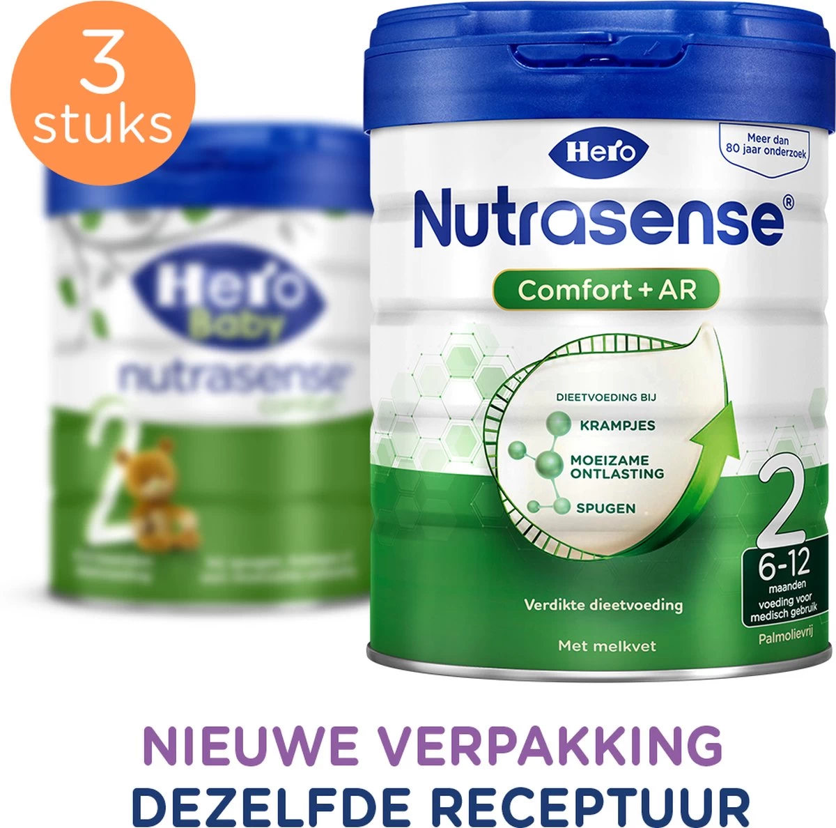 Hero Baby Nutrasense Comfort+ 2 (6+ Maanden) - Flesvoeding - 3 Stuks