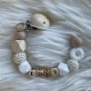 Babybeads- Speenkoord Met Naam - Madelief, Nude - Gepersonaliseerd Kraamcadeau