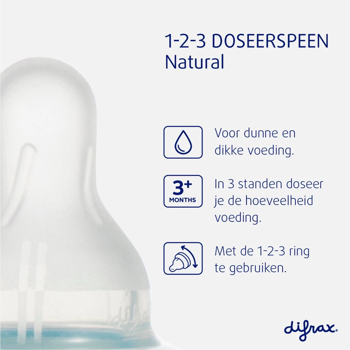 Difrax 1-2-3 Natural Flessenring Met Flessenspeen Voor Smalle Babyflessen - Afbeelding 5