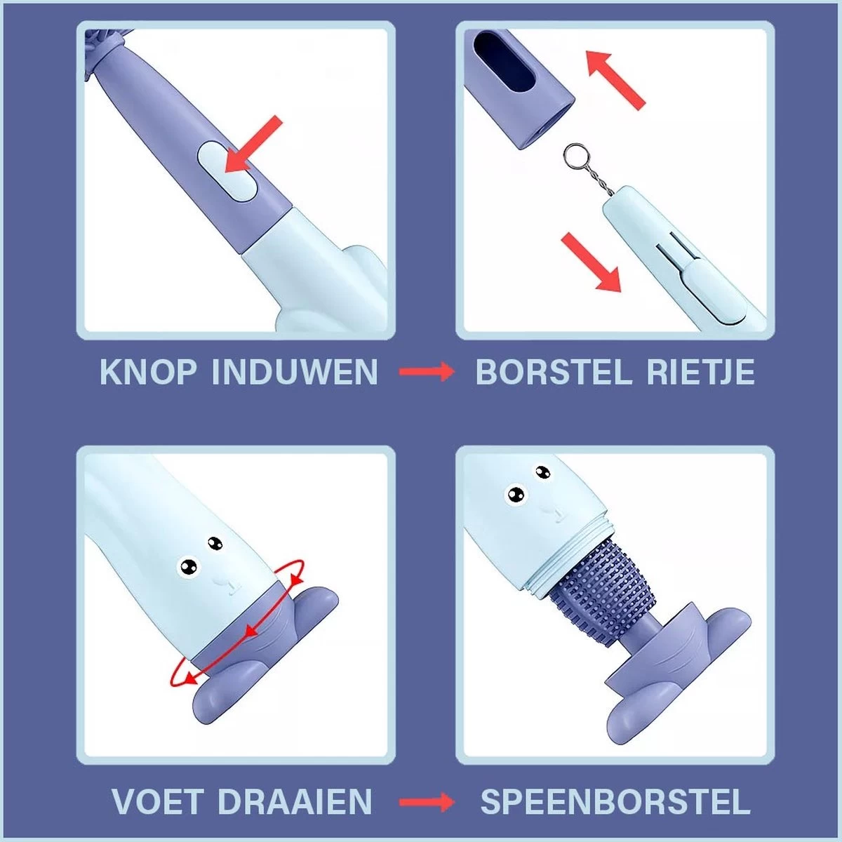Baby Flessenborstel - Flessenreiniger - Flessenborstel Siliconen - Flesvoedingsaccessoires - BPA Vrij - Groen - 3 In 1 - Afbeelding 5