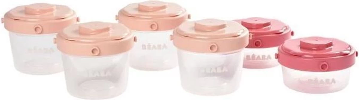 BEABA Set Van 6 Eerste Leeftijd Clip 60ml / 120ml (assorti Roze)