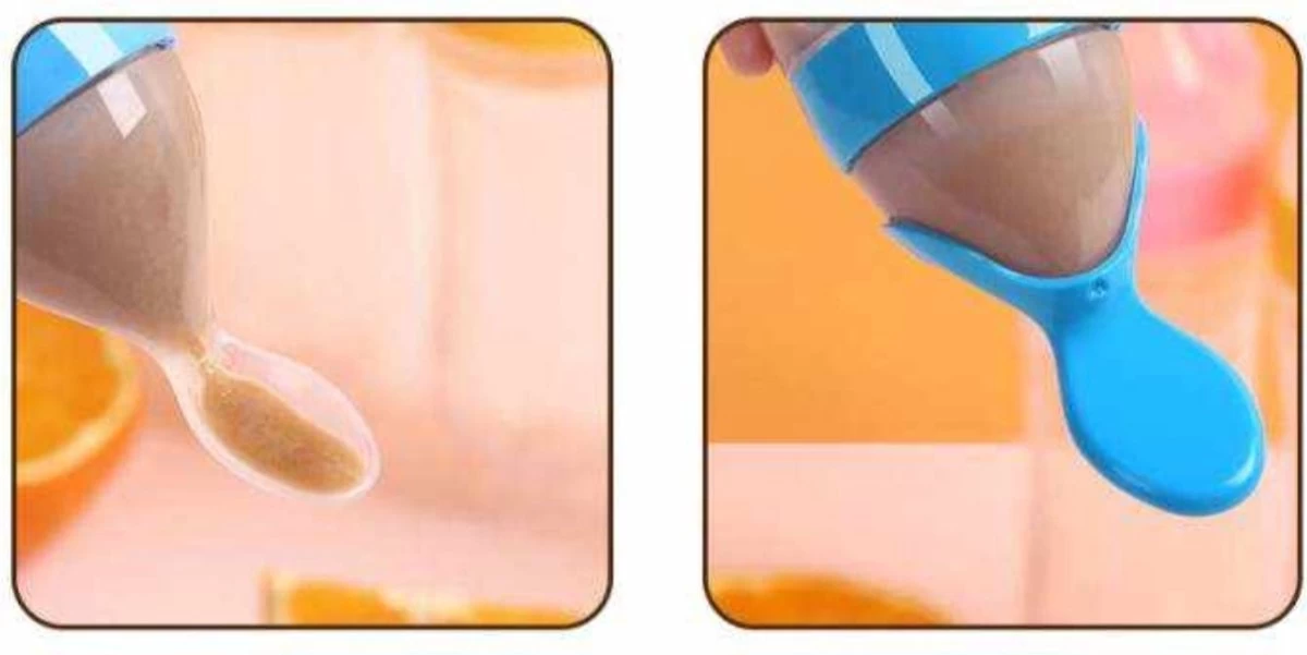 Merkloos Baby Fles - Lepel - Knijpfles Voedingslepel ROZE - Afbeelding 4