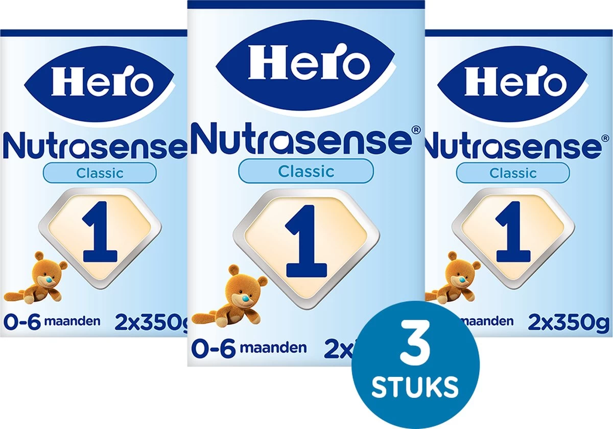 Hero Nutrasense Zuigelingenvoeding Classic 1 (0-6 Maanden) - Flesvoeding - Met Melkvet - Palmolie Vrij - 3 X 700gr (Voorheen Hero Baby Classic 1) - Afbeelding 3