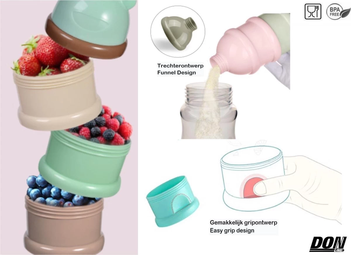 Merkloos Roze Beer - Melkpoeder Doseerdoosje - Baby Melkpoedertoren - Poedertoren - Melkpoeder Toren - Babypoeder Bewaarbakje - Reisbox - Melkpoeder Dispenser - Melkpoeder Toren Baby - Baby Milk Powder Tower - Milk Powder Dispenser – PBA Vrij - Afbeelding 6