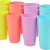 Merkloos Set Van 12 Kleurrijke Plastic Bekers - Herbruikbare Drinkbekers Van 600 Ml In 4 Kleuren - Stevige Plastic Bekers Voor Feesten, Kamperen, Barbecues, Picknicks En Strand - Vaatwasmachinebestendig En BPA-vrij