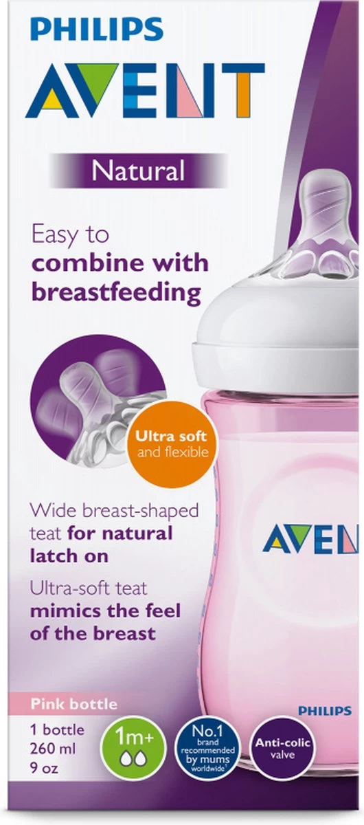 Philips Avent - Natural Babyfles - Langzame Toevoer - 1+ Maanden - 260ml - SCF034/27 - Afbeelding 7