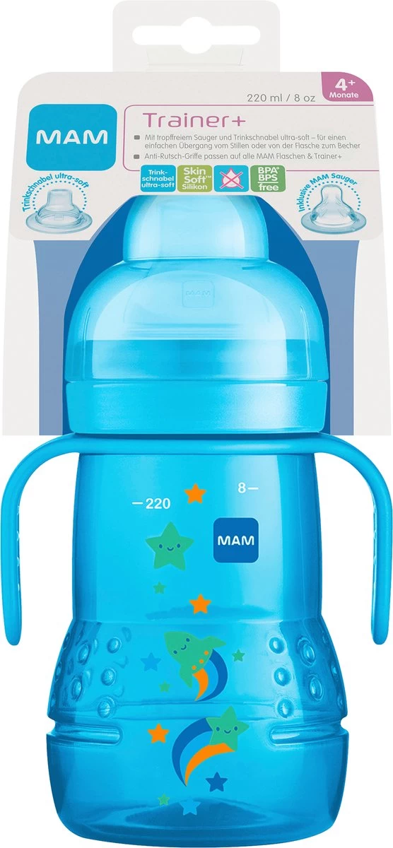 MAM Trainer+ | MAM Drinkbeker | MAM Drinkfles | Blauw | 220ML - Afbeelding 2