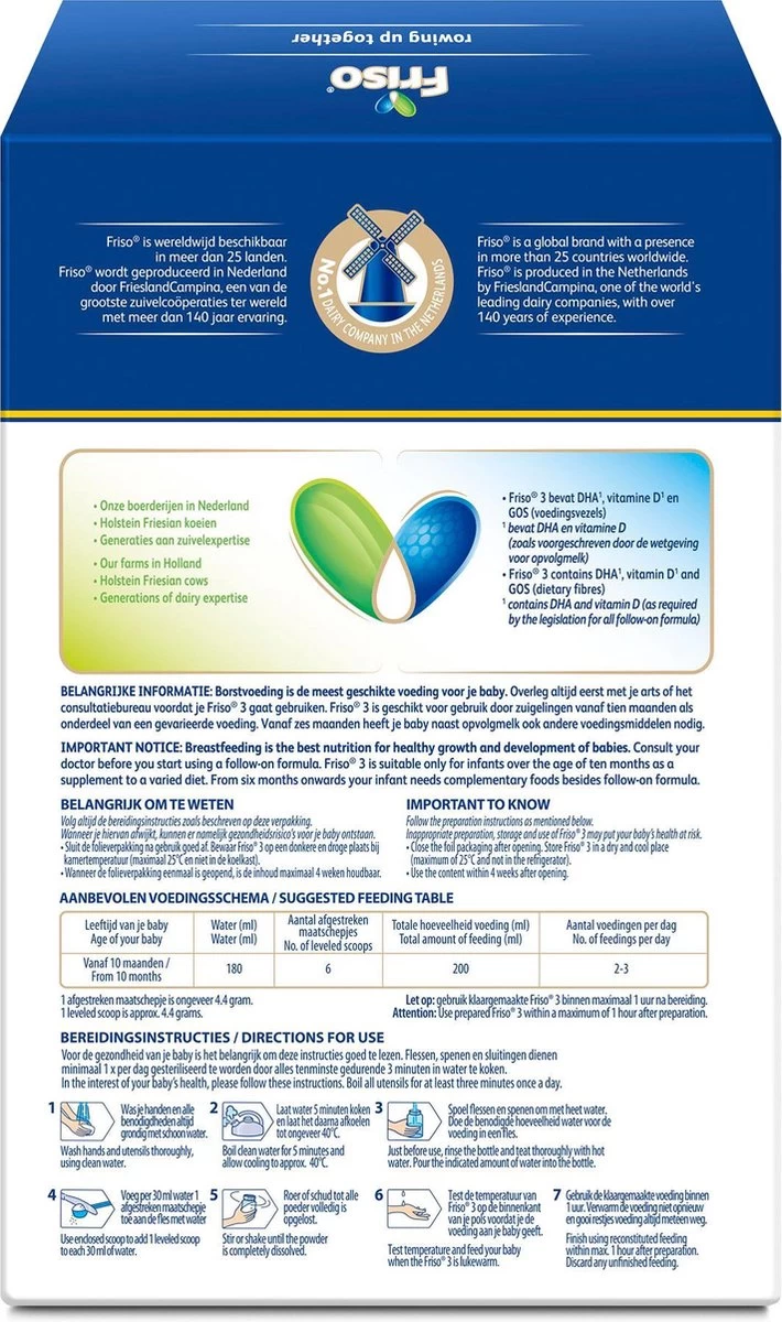 Friso 3 - Opvolgmelk - Vanaf 10 Maanden - 700g - Doos - Afbeelding 4