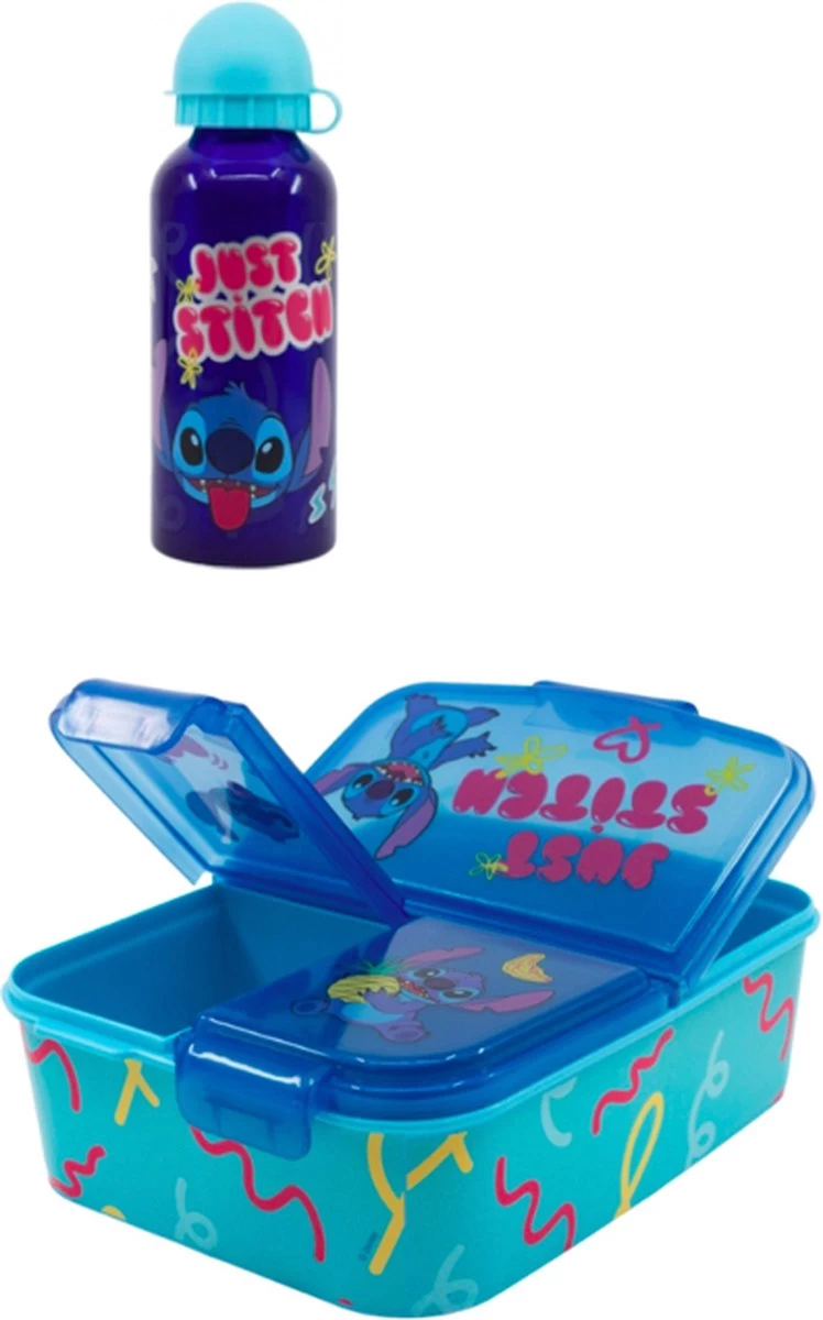 Disney Lilo En Stitch Multi Brooddoos + Aluminium Drinkfles - 400 Ml