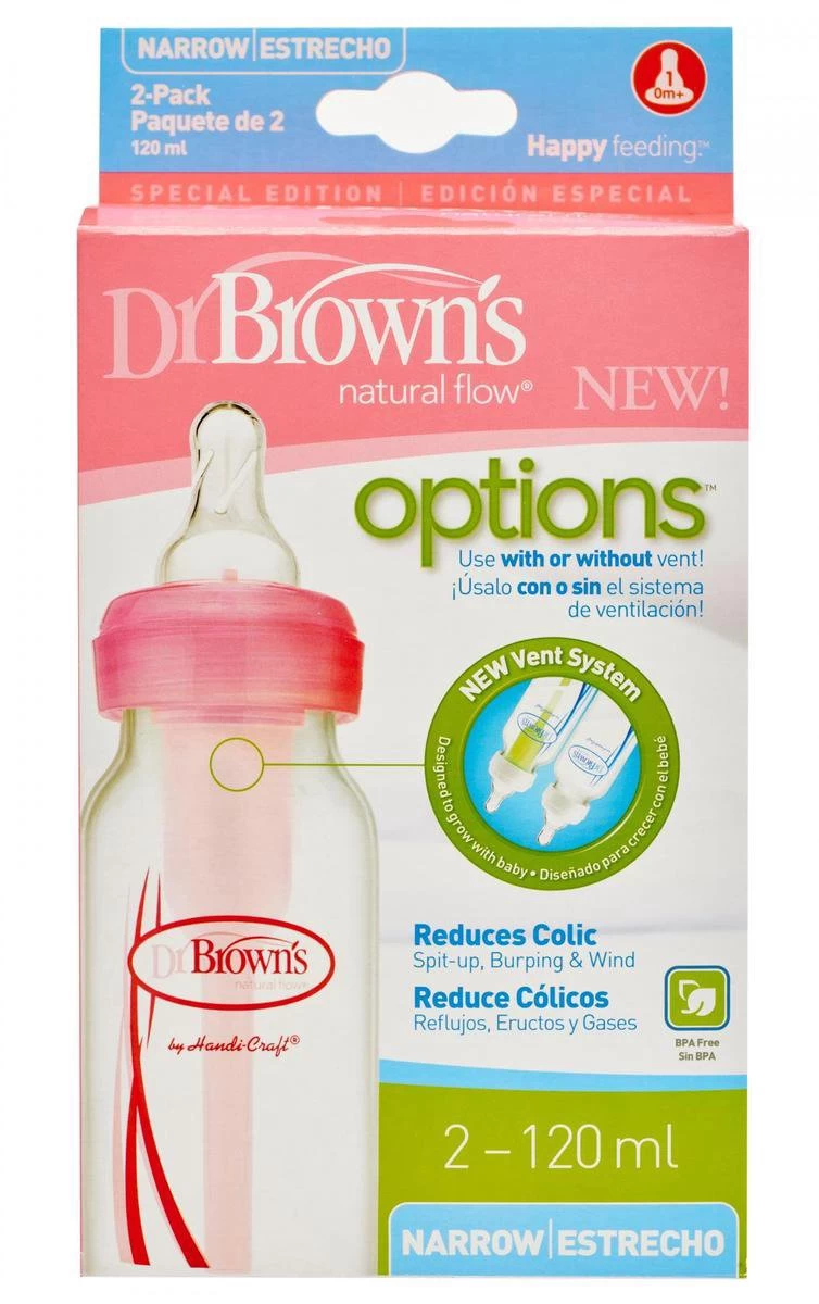 Dr. Brown's - Standaardfles 120 Ml Roze Duopack Options Bottle - Afbeelding 2