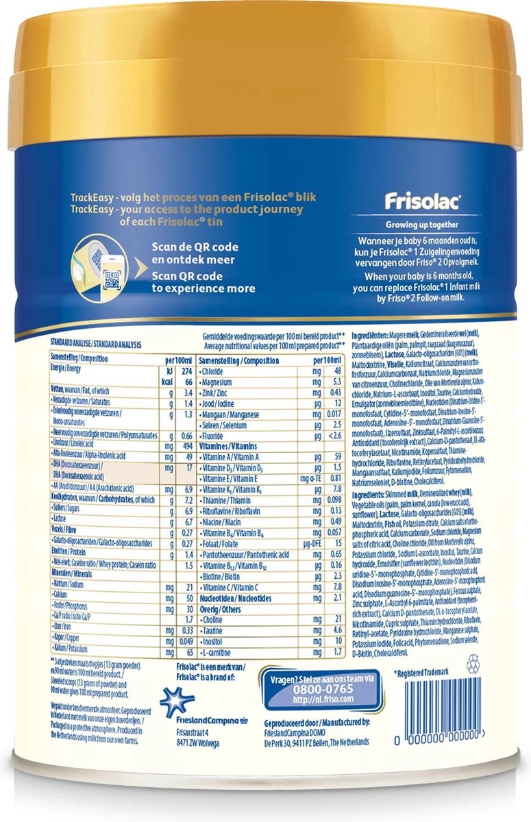 Frisolac 1 - Babyvoeding - 0 Tot 6 Maanden - 800g - Blik - Afbeelding 5