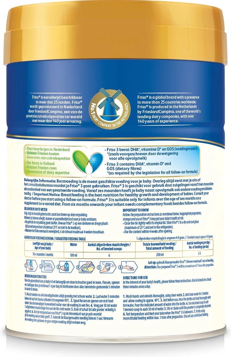 Friso 3 - Opvolgmelk - Vanaf 10 Maanden - 800g - Blik - Afbeelding 4