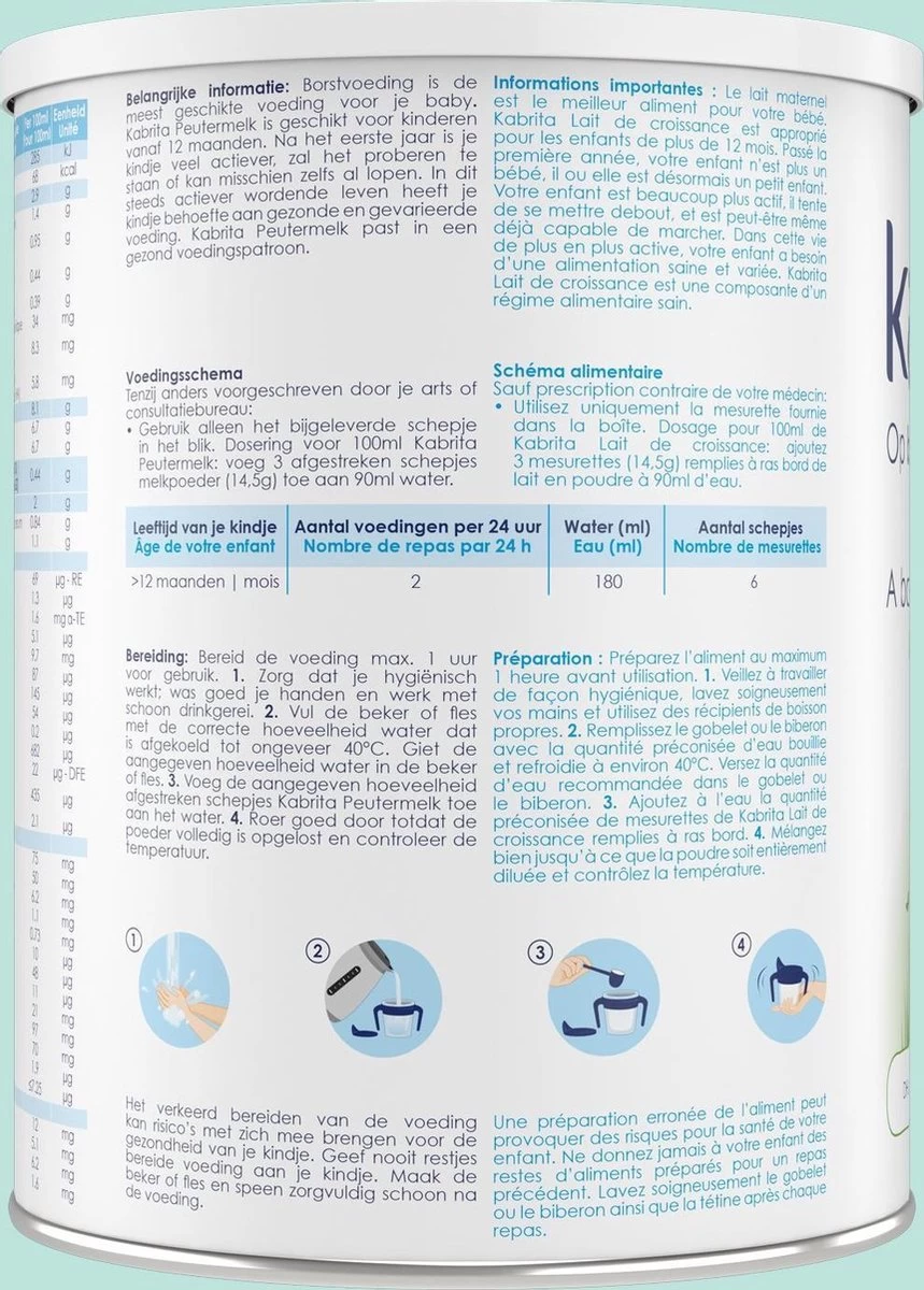 Kabrita 3 Peutermelk - Babyvoeding 12+ Maanden - 800g - Afbeelding 3